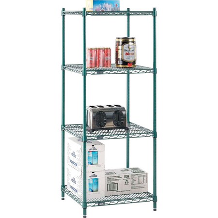 5 Tier Wire Shelving Starter Unit, 30W X 21D X 63H, Green Epoxy Finish